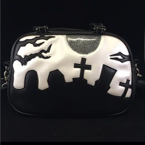 Love Pain & Stitches Graveyard Cemetery Scene Handbag/Crossbody/Boxy Halloween